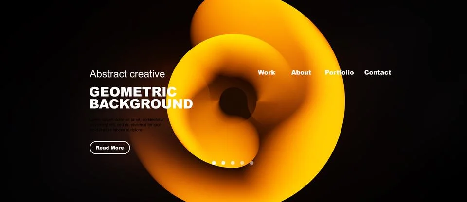 Abstract design features vibrant orange swirls over dark background. Text Stock Illustration