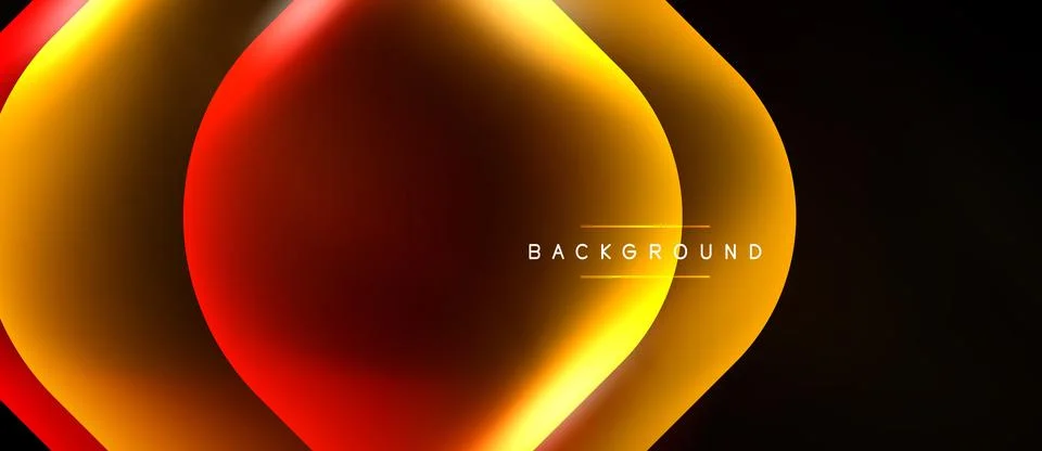 Abstract design features vibrant orange, yellow gradients. Dark background 库存插图