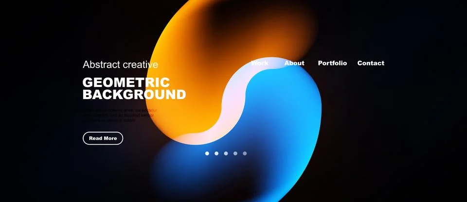 Abstract design features vibrant orange, blue shapes. Dark background highl.. 스톡 일러스트