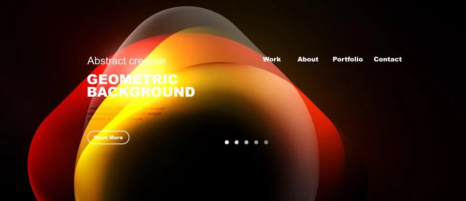 Abstract design features vibrant orange, yellow gradients. Text highlights 스톡 일러스트
