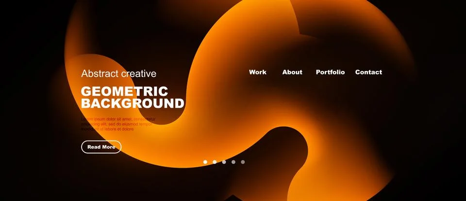 Abstract design features vibrant orange shapes over dark background. Text Stock Illustration