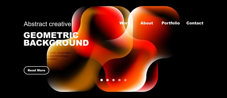 Abstract design features vibrant orange shapes over dark background. Website Stock Illustration