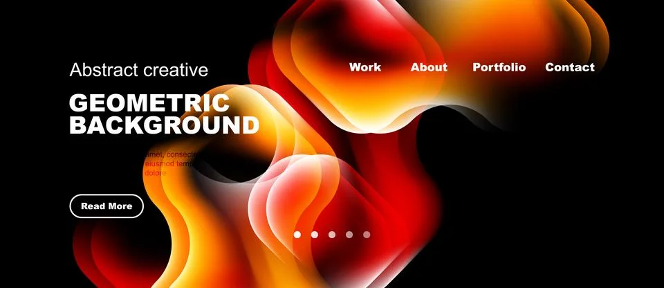 Abstract design features vibrant orange, red shapes over black background. Stock Illustration