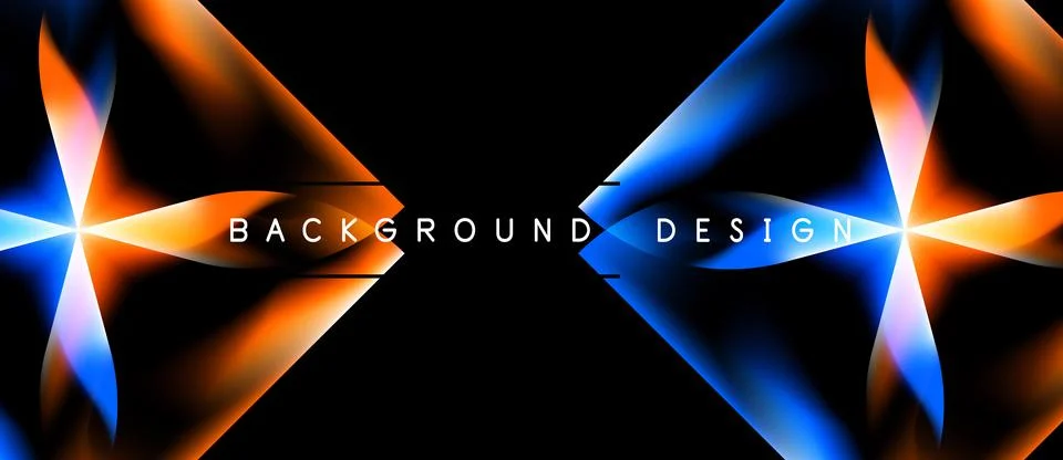 Abstract design features vibrant orange, blue gradients. Central text reads Stock Illustration