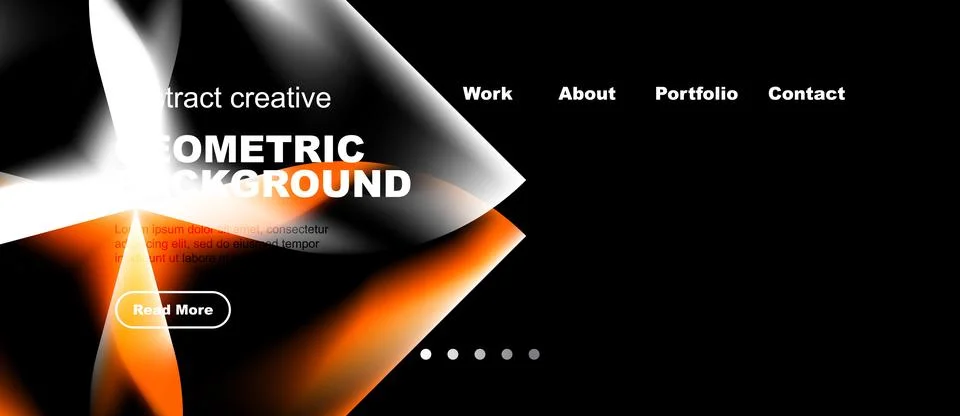 Abstract design features vibrant orange, white gradients. Text promotes cre.. Illustrazione stock