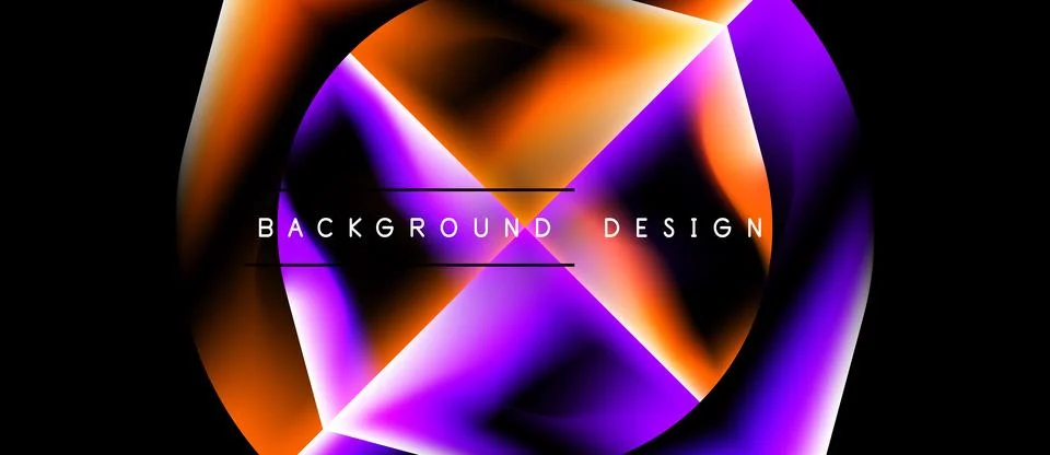 Abstract design features vibrant orange, purple gradients. Geometric shapes Stock Illustration