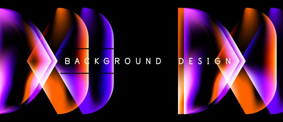 Abstract design features vibrant orange, purple layers. Bold text reads Stock Illustration