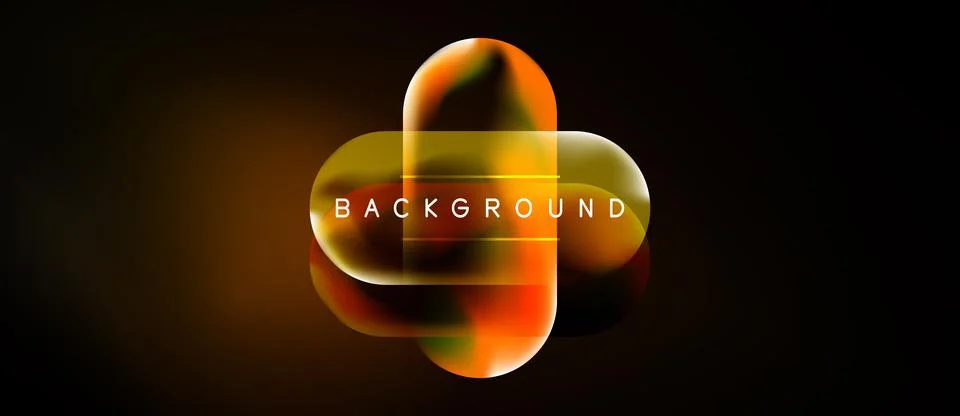 Abstract design features vibrant orange, yellow gradients. Dark background Stock Illustration