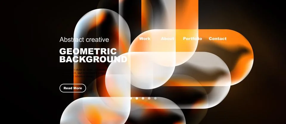 Abstract design features vibrant orange, white shapes over dark background... Stock Illustration