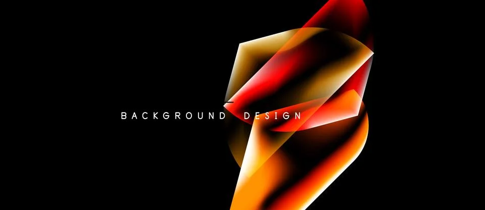 Abstract design features vibrant orange, red hues. Geometric shapes overlap Illustrazione stock