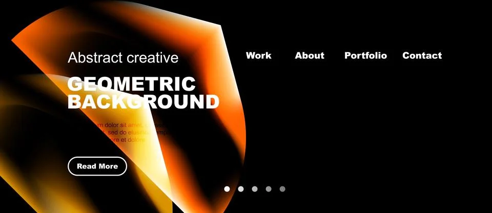 Abstract design features vibrant orange geometric shapes, dark background. Stock Illustration