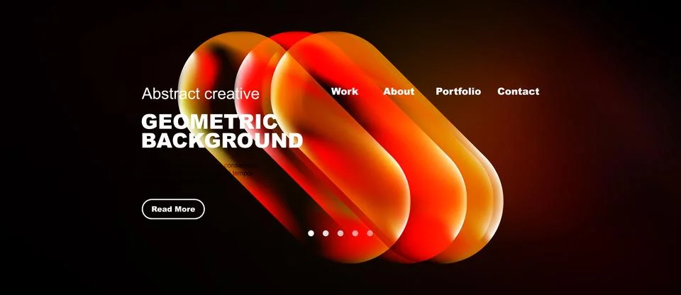 Abstract design features vibrant orange curves over dark background. Text Stock Illustration