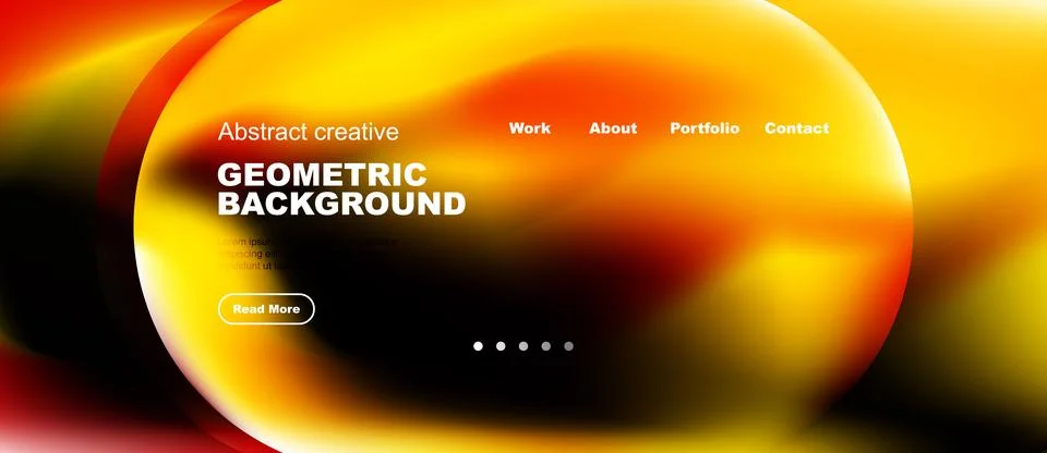 Abstract design features vibrant orange, yellow hues. Text overlays include.. Stock Illustration
