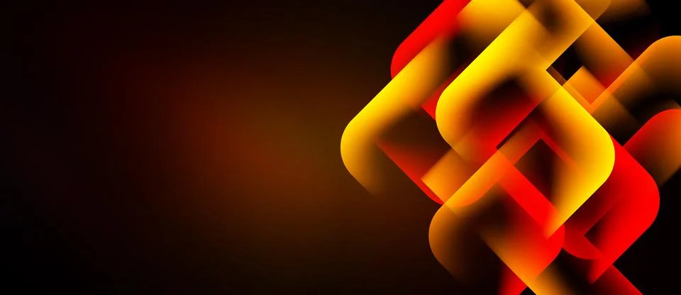 Abstract design features vibrant orange, red curves against dark background. Stock Illustration