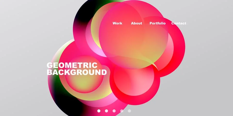 Abstract design features vibrant overlapping circles. Text includes work, a.. Stock Illustration