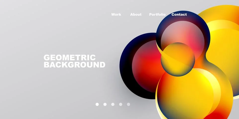 Abstract design features vibrant overlapping circles. Gradient colors create Illustrazione stock