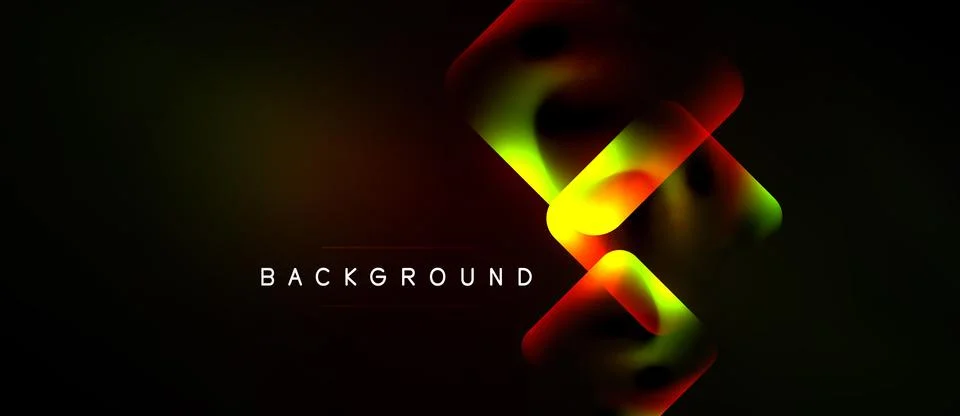 Abstract design features vibrant overlapping squares. Yellow, red, green hues 스톡 일러스트