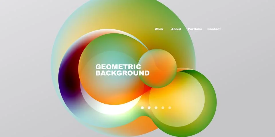 Abstract design features vibrant overlapping circles. Text reads geometric Stock Illustration