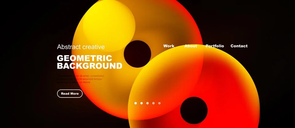 Abstract design features vibrant overlapping circles. Text elements include 스톡 일러스트