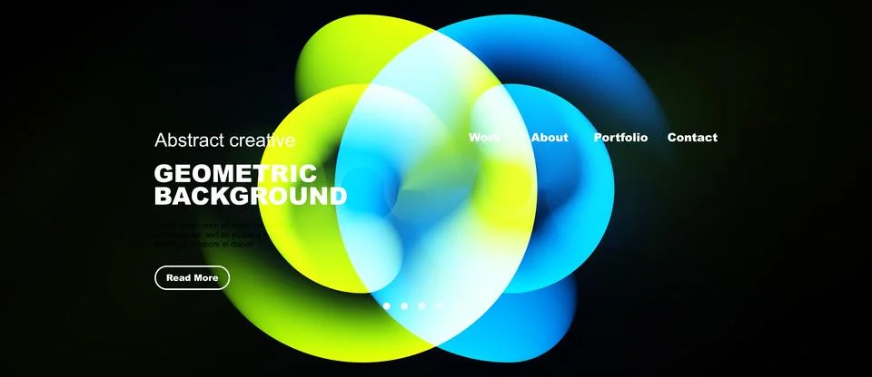 Abstract design features vibrant overlapping circles. Text elements include 스톡 일러스트