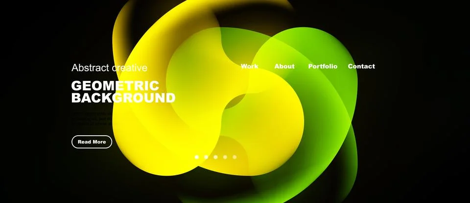 Abstract design features vibrant overlapping shapes. Yellow, green hues dom.. Illustrazione stock