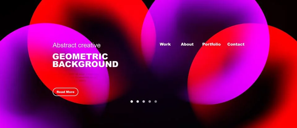 Abstract design features vibrant overlapping circles. Text elements include.. 스톡 일러스트