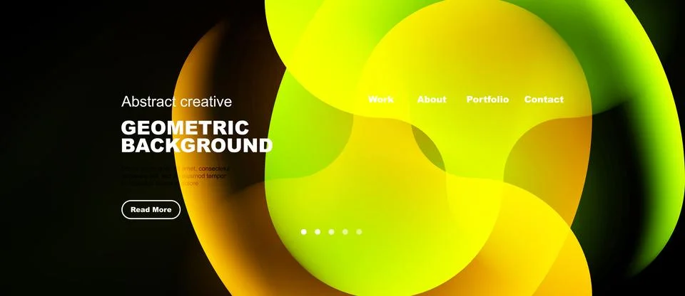 Abstract design features vibrant overlapping shapes. Text elements include .. Stockillustratie