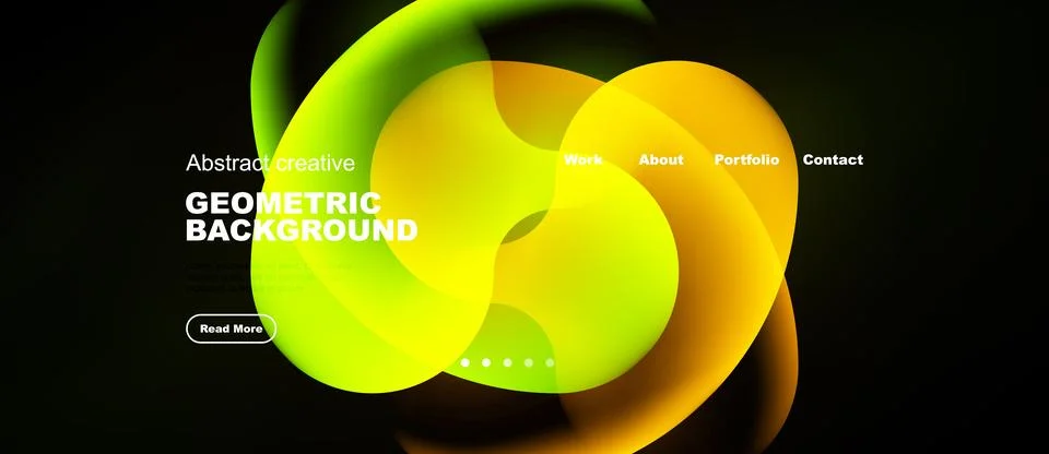Abstract design features vibrant overlapping circles. Text includes geometric Stock Illustration