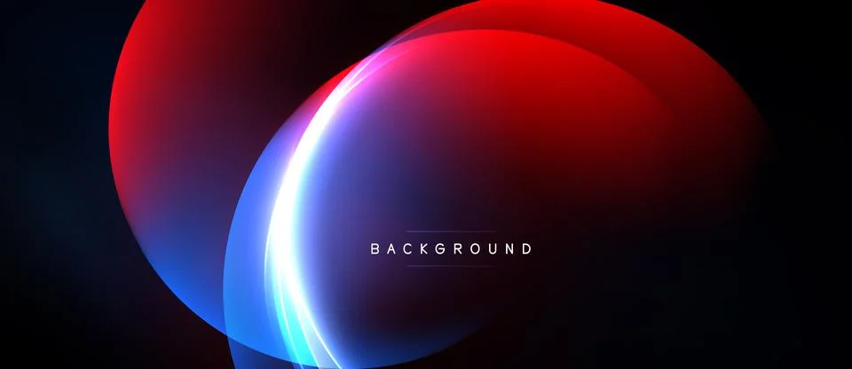 Abstract design features vibrant overlapping circles. Red, blue, white hues Stock Illustration
