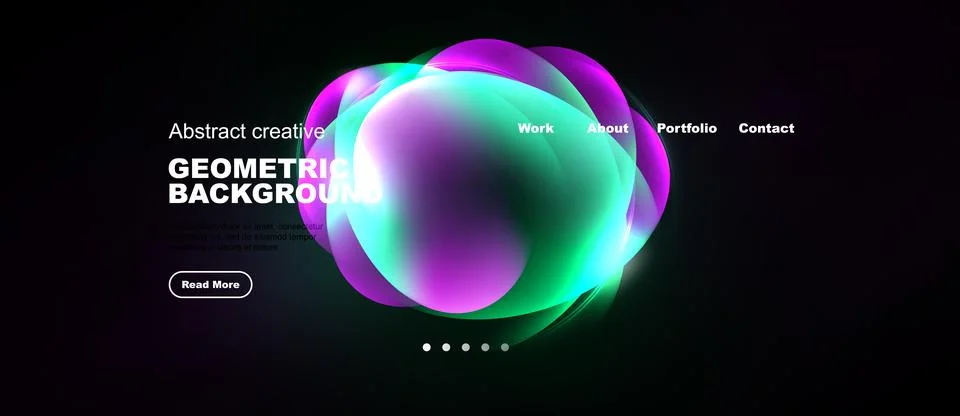 Abstract design features vibrant overlapping shapes, dark background, website イラスト素材