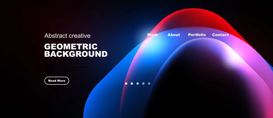 Abstract design features vibrant overlapping shapes, text elements, navigatio イラスト素材