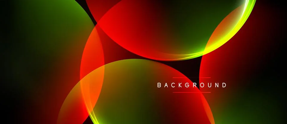 Abstract design features vibrant overlapping circles. Colors include red, g.. Stock Illustration