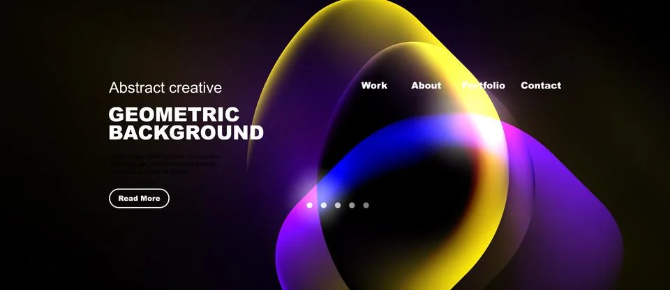 Abstract design features vibrant overlapping circles. Text highlights geometr Stock Illustration