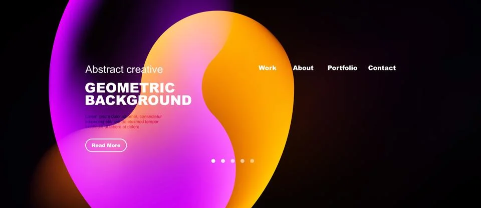 Abstract design features vibrant overlapping shapes. Text elements present .. Stock Illustration