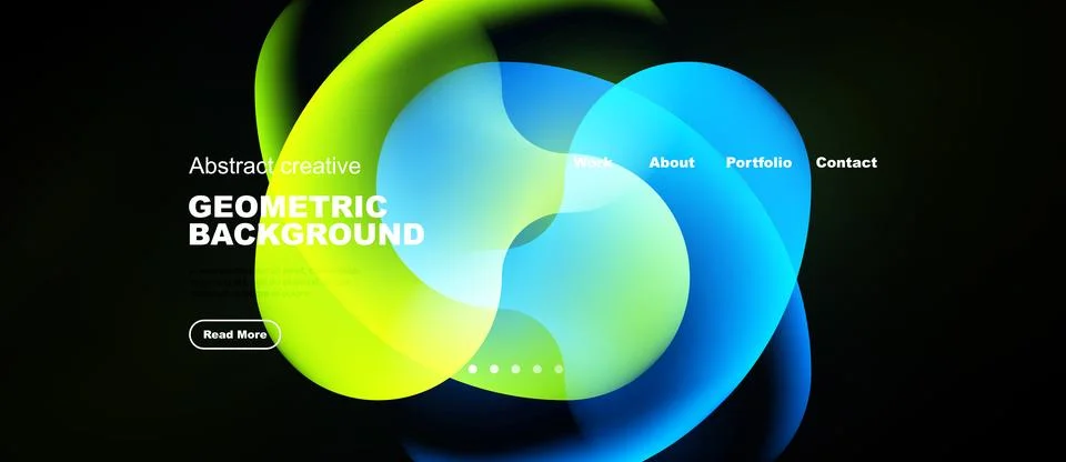 Abstract design features vibrant overlapping shapes. Text includes geometric Stock Illustration