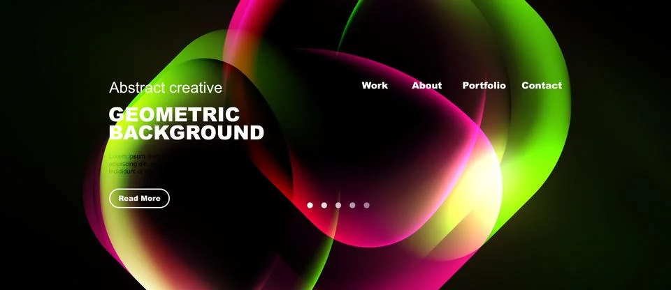 Abstract design features vibrant overlapping shapes. Dark background highligh Stock Illustration