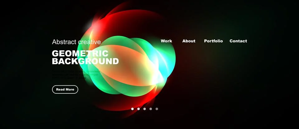 Abstract design features vibrant overlapping circles. Text elements include Stock Illustration
