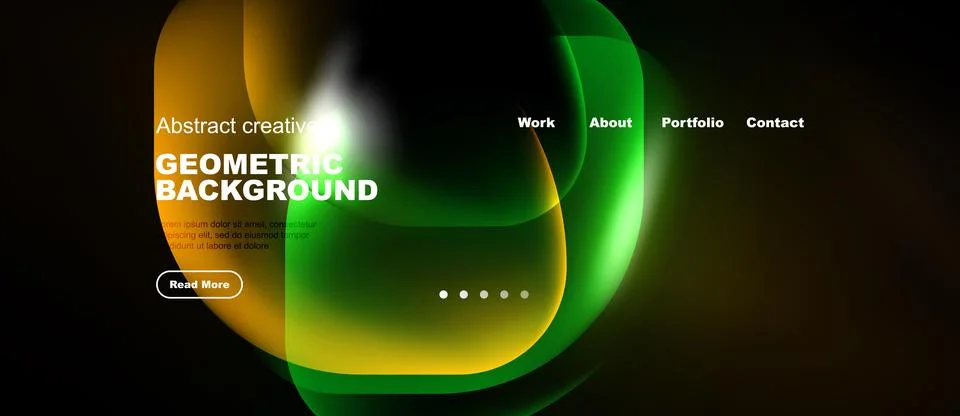 Abstract design features vibrant overlapping shapes. Dark background highligh Illustrazione stock