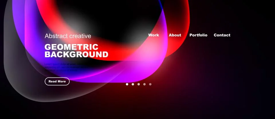 Abstract design features vibrant overlapping shapes, dark background, website 스톡 일러스트