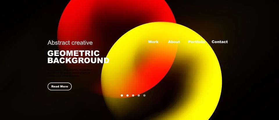 Abstract design features vibrant overlapping circles. Text elements include Stock Illustration