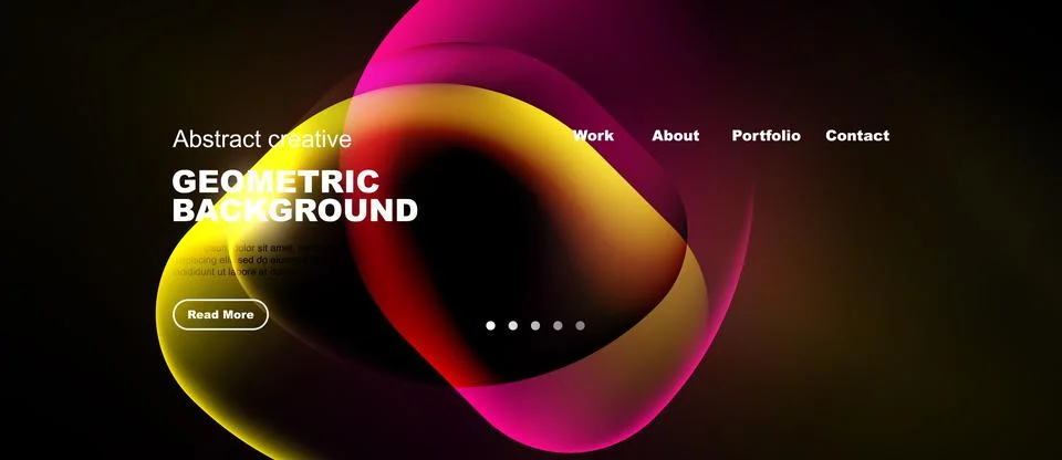 Abstract design features vibrant overlapping shapes. Dark background highligh Illustrazione stock