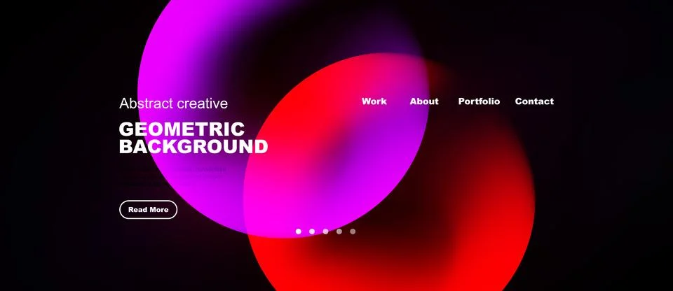 Abstract design features vibrant overlapping shapes. Text elements present .. Stock Illustration