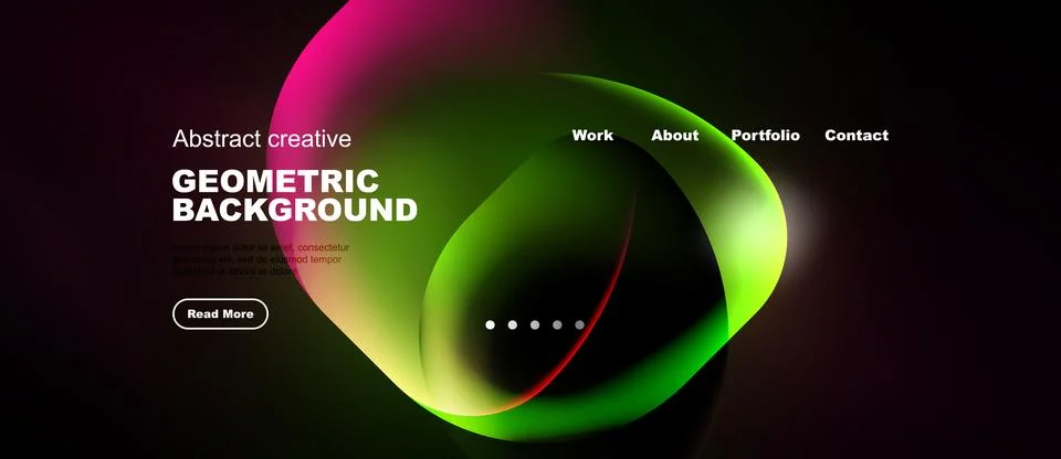 Abstract design features vibrant overlapping shapes. Dark background highligh Illustrazione stock