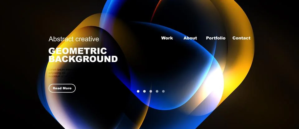 Abstract design features vibrant overlapping shapes. Dark background highligh Stock Illustration