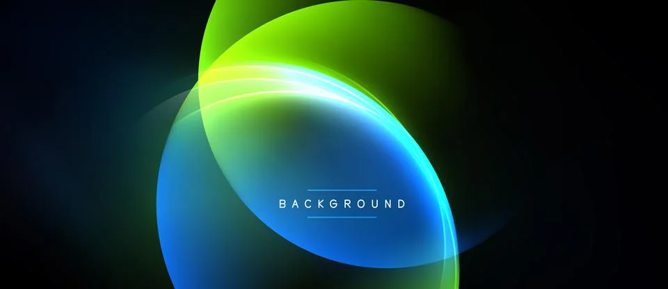 Abstract design features vibrant overlapping circles. Blue, green hues create Stock Illustration