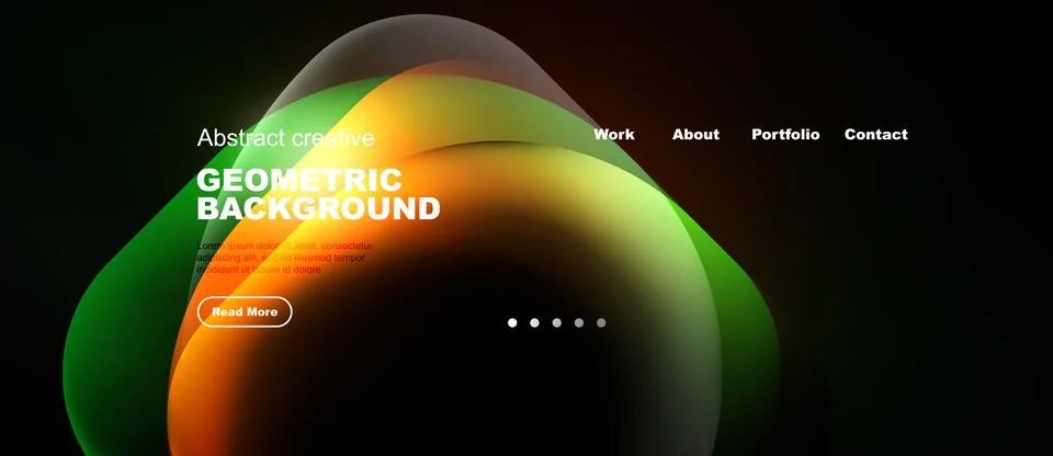Abstract design features vibrant overlapping shapes. Dark background highligh Stock Illustration