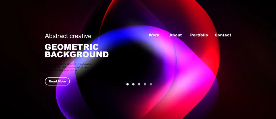 Abstract design features vibrant overlapping shapes. Dark background highligh Illustrazione stock