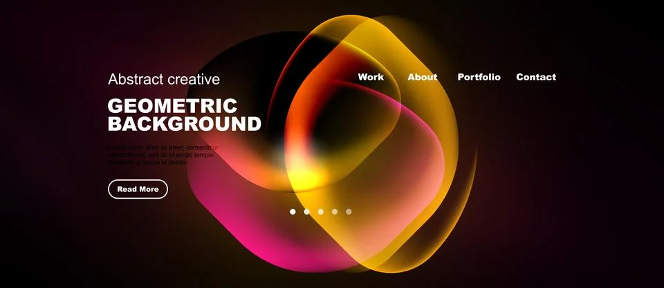 Abstract design features vibrant overlapping circles. Dark background highl.. Illustrazione stock