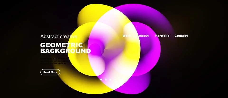 Abstract design features vibrant overlapping circles. Yellow, purple hues Stock Illustration
