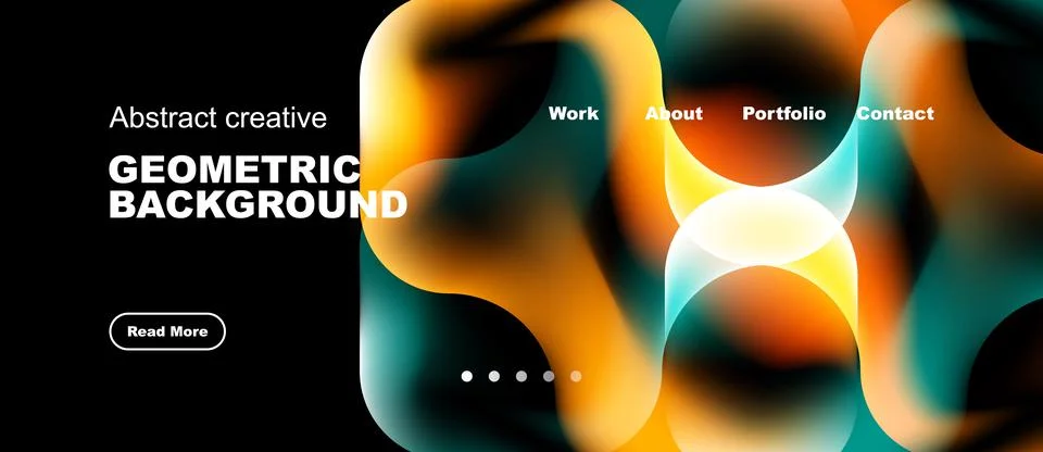 Abstract design features vibrant overlapping shapes. Dark background highligh Illustrazione stock